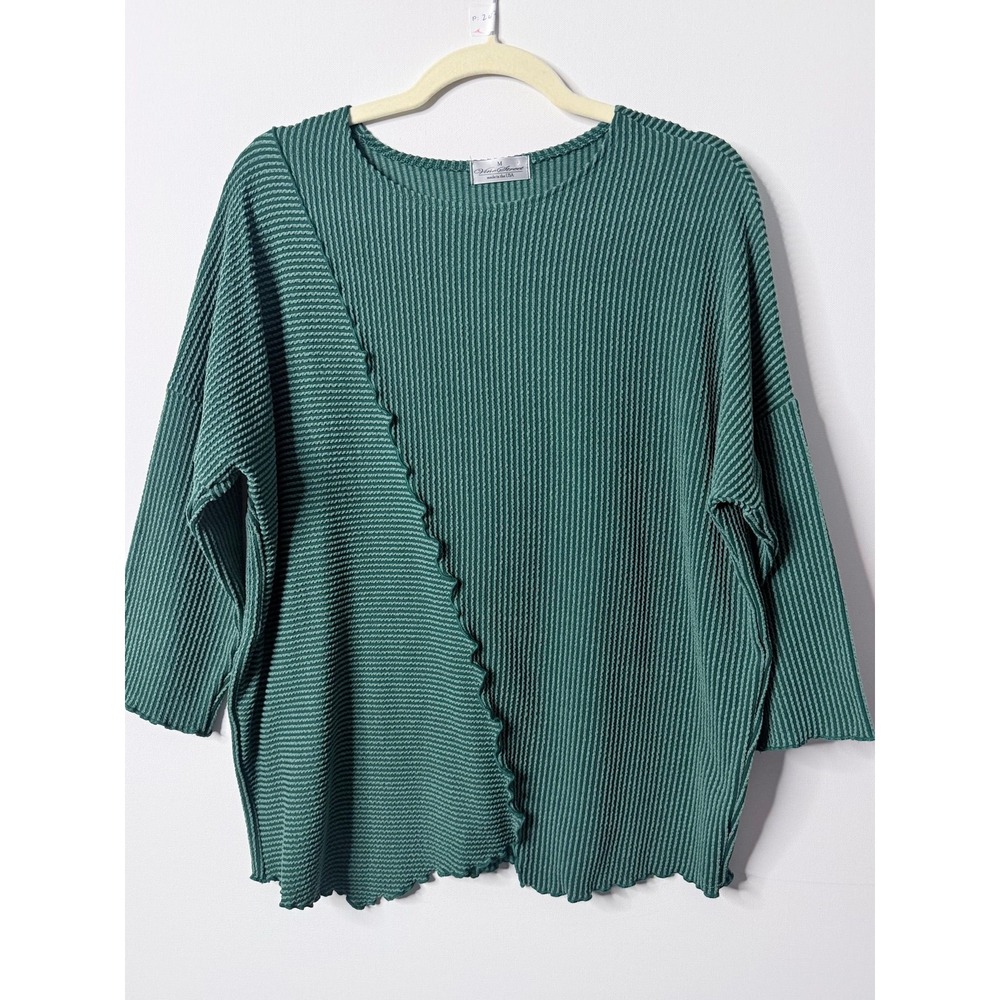 Vine Street Green Black Textured Asymmetrical Lagenlook Tunic Medium